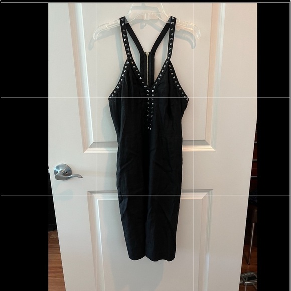 Rebecca Taylor Black Studded Cut Out Mini Dress - Picture 1 of 16